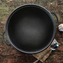 Казан узбецький WOK чавунний 12л з кришкою-сковородою V12СРWok Майстерня, фото 4