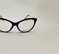 Жіноча оправа лисички, прозорі окуляри Tiffany (Тіффані) чорні, стильні іміджеві окуляри нульовки