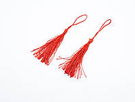 Червоний Шнурок-підвіска для декупажу 12 см. Текстильний міцний пензлик для декору Фурнітура