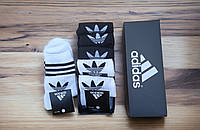 6 пар в коробке, подарочный набор высоких носков (3 пари белые+3 пари черные) ADIDAS 41-45 р.