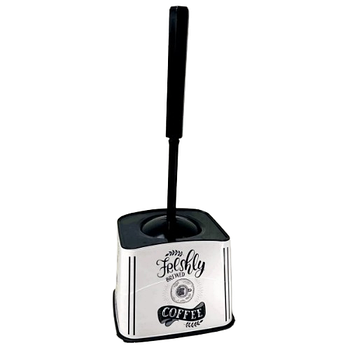 Йоржик для унітазу з підставкою з малюнком біла кава ELIF