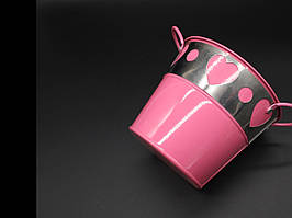 Відро декоративне металеве для декору колір розовий. 13х11см.