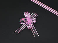 Гарний подарунковий бант на затяжках для декору Колір світло-рожевий. 3х7 см