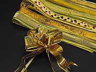 Бант для упаковки подарунків на затяжках декоративний Колір "золото". 6х14 см