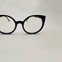 Имиджевые очки нулевки, женская оправа лисички, очки прозрачные черные, стильные