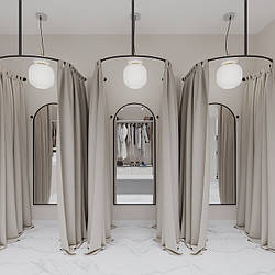 Примірочна для магазину з додатковим кріпленням у стелю (чорна\біла)