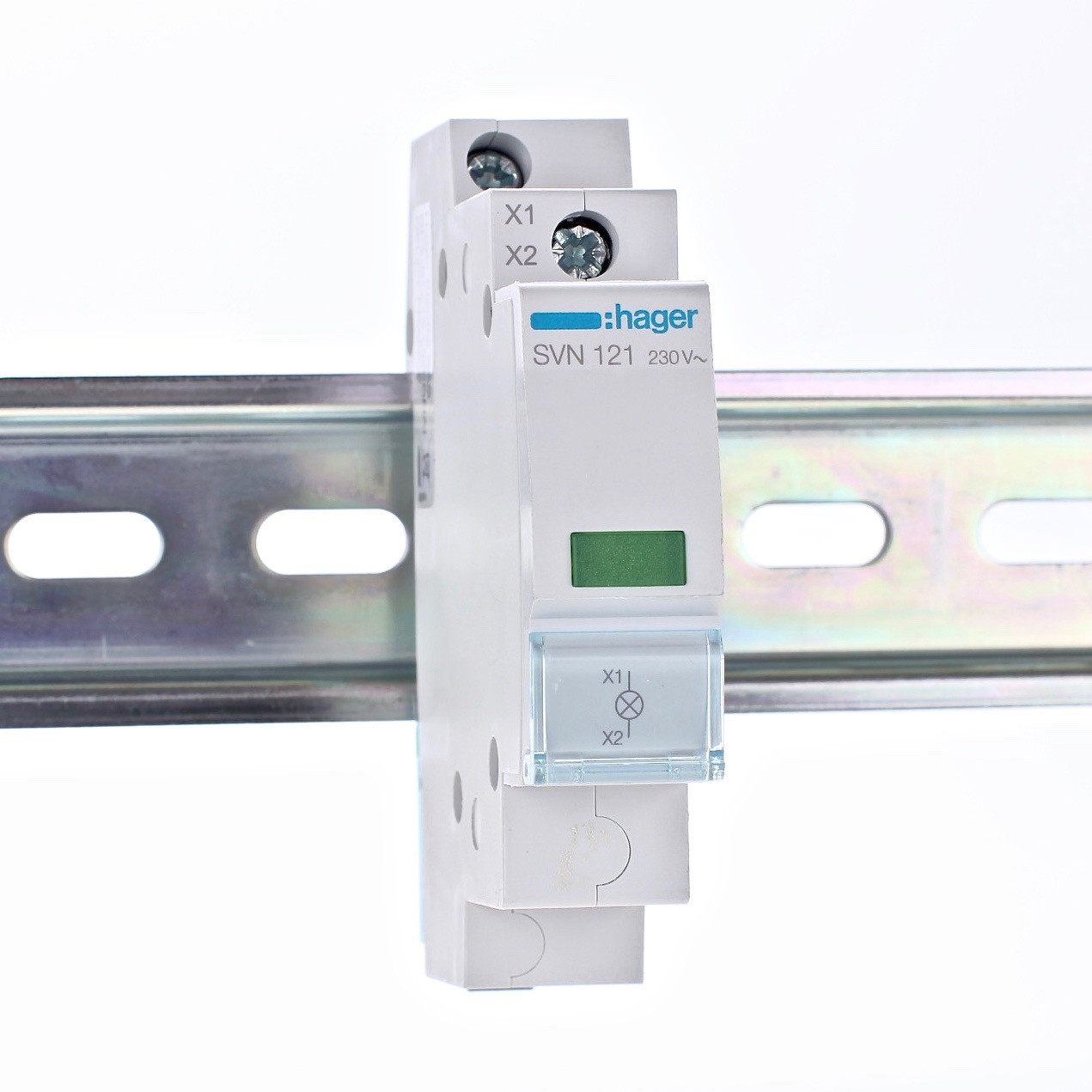 SVN121 Індикатор LED 230В на DIN рейку зелений, Hager, фото 1