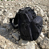 Черная мужская сумка тактическая нагрудная | Сумка тактическая наплечная | Рюкзак для выживания | SD-982