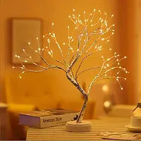 LED Світильник Нічник Дерево Бонсай Сріблястого Кольори з теплим світлом USB + 3AA nm
