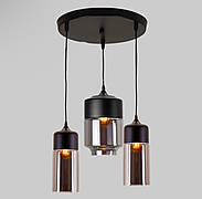 Чорна скляна люстра на 3 лампи (916-14/16-3 BLACK)