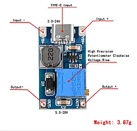Модуль MT3608 Type-C повышающий DC-DC преобразователь 24В 2А
