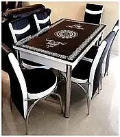 Комплект обідній, скляний розсувний стіл і 6 стільців, Туреччина з 3D-ефектом