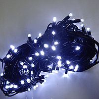 Светодиодная гирлянда 200 лампочек Гирлянда черный провод круглая матовая лампа 200LED (белый) LED200W-10