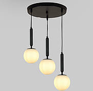 Чорна скляна люстра на 3 лампи (916-3515-3 BK+WH)