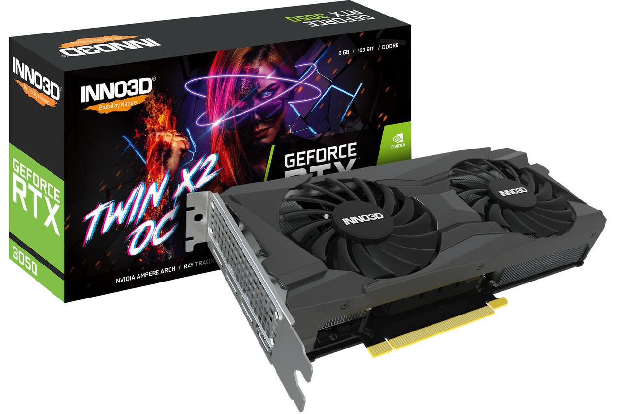 Відеокарта Inno3D GeForce RTX 3050 Twin X2 OC 8GB , Гарантія, фото 1