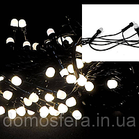 Светодиодная гирлянда 100 лампоче Гирлянда черный провод круглая матовая лампа 100LED (теплый белый) LED100WW-
