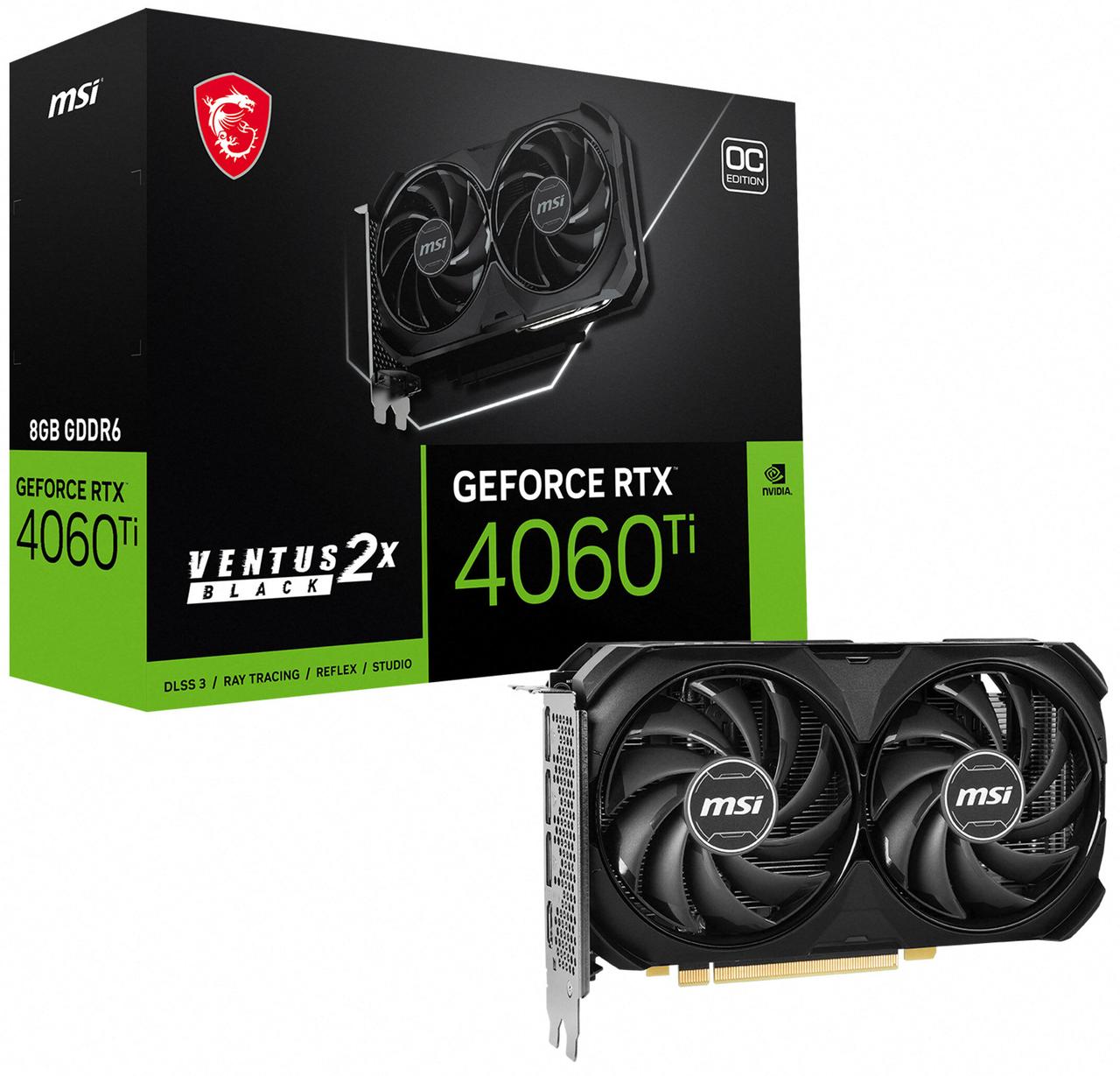 Відеокарта MSI GeForce RTX 4060 Ti Ventus 2X Black OC 8GB , Гарантія, фото 1