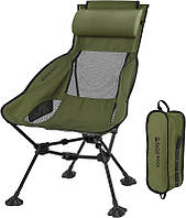 Розкладне крісло для риболовлі Олива Eagle Rock туристичний кемпінговий стілець зі спинкою
