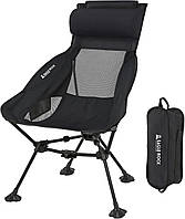 Похідне крісло розкладне чорне Eagle Rock стілець складаний зі спинкою для пікніка, для риболовлі