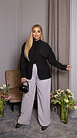 Женская стильная рубашка шелк Мод.970-58 черный, 58-60