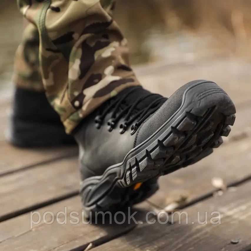 Тактичні шкіряні напівчеревики Бруклін зі вставками Cordura весна осінь Чорні