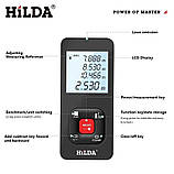 Лазерний далекомір HILDA LDM E50 CJ390 50 м, лазерна рулетка на акумуляторі, фото 5
