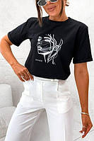 Класна, стильна жіноча футболка с накаткой.Розмір:42-48