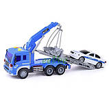 Іграшка евакуатор з поліцейською машинкою Wenyi інерційний зі світлозвуковими ефектами Синій (60527), фото 2