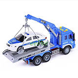 Іграшка евакуатор з поліцейською машинкою Wenyi інерційний зі світлозвуковими ефектами Синій (60527), фото 3