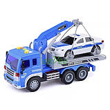 Іграшка евакуатор з поліцейською машинкою Wenyi інерційний зі світлозвуковими ефектами Синій (60527), фото 5