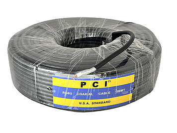 Коаксіальний кабель PCI RG-6 U.S.A Standart,чорний, 100 м