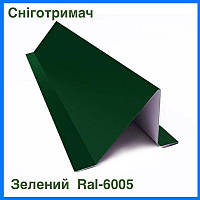 Снігостоп для даху профнастилу 100х80 мм, завдовжки 2 м, металевий, колір Зелений RA L-6005 Мат 0.45