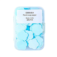 Мыло в виде лепестков бумаги Petal Soap Paper Blue Молоко в дорожном футляре