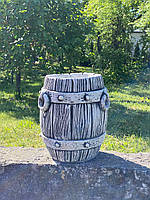 Садовая ваза бочка для декора сада изготовлена из цемента, ручной работы серо-чорная 30 см.УКР