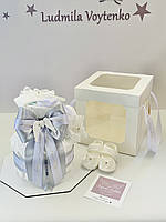 Торт з памперсів подарунок для новонародженої дівчинки у пологовий, хрестини