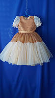 Детское платье с пышной юбкой на выпускной, 5-6 лет Золото