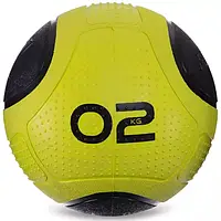 М'яч медичний медбол Medicine Ball вага 2 кг зелений-чорний
