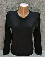Женский свитер с воротом мыс, кофта однотонная черная