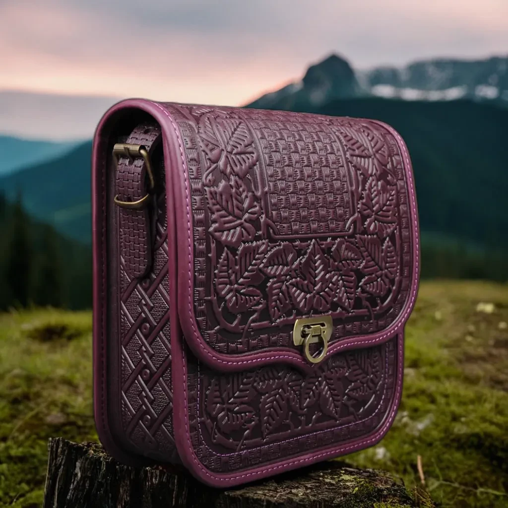 Кожаная сумка ручной работы с тисненым орнаментом "Фундук" большая ...