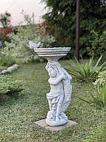 Садова фігура, садово-паркова сіра скульптура Хлопчик з чашею для декору саду, ручної роботи 59 смУКР