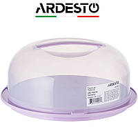 Тортовница с крышкой Ardesto Tasty Baking 28.4 х 11.5 см, лиловая, круглая, пластиковая