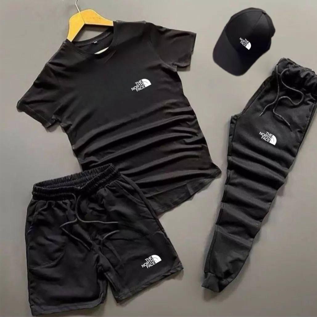 Чоловічий костюм літній The North Face шорти футболка штани кепка спортивний комплект норт фейс чорний, фото 1