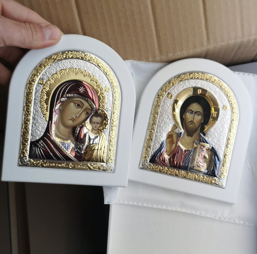 Ікони аркові для дому Спаситель і Богородиця 16x20см, фото 1