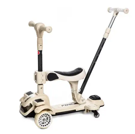 Дитячий триколісний музичний самокат "Force 802" з додатковими колесами і батьківською ручкою (1.5+), фото 1