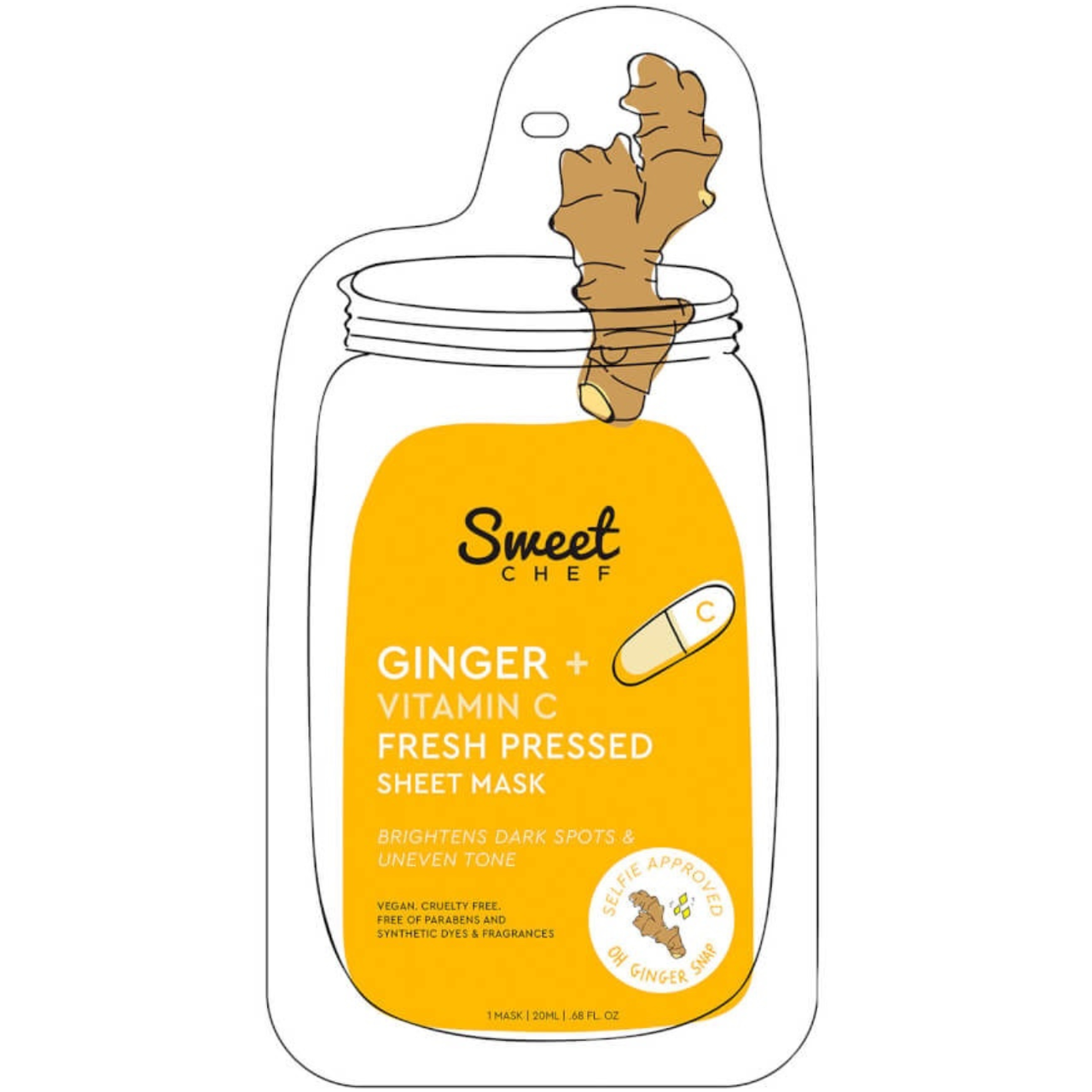 Маска, що вирівнює тон, з імбиром і вітаміном С Sweet Chef Ginger + Vitamin C Fresh Sheet Mask 23 мл
