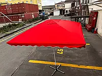 Зонт квадратный 2,5х2,5 м 4 спицы белый каркас с ветровым клапаном усиленный PRO, Красный Red