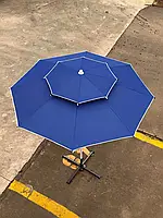 Зонт Антиветер 2,5м 8 спиц с ветровым клапаном и тройной фиксацией, Синий Blue