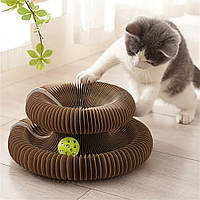 Когтеточка-лежанка для кота из картона, с шариком / Интерактивная игрушка для кота / Когтеточка для котов