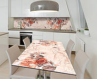 Наклейка 3Д виниловая на стол Zatarga «Розы на бумаге» 600х1200 мм для домов, квартир, столов SC, код: 6440453