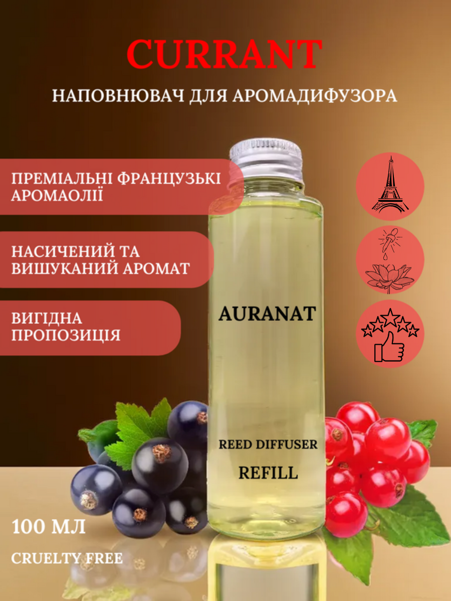 Рефіл-наповнювач\запаска для аромадифузора AURANAT Смородина 100 мл